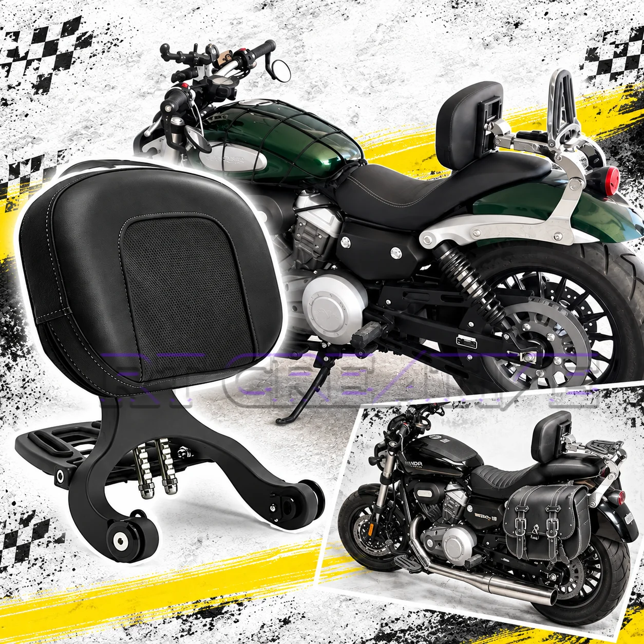 Foldaway Rear Backrest Cushion For BENDA Chinchilla 300 BD300 Motorcycle, Retractable Passenger Support