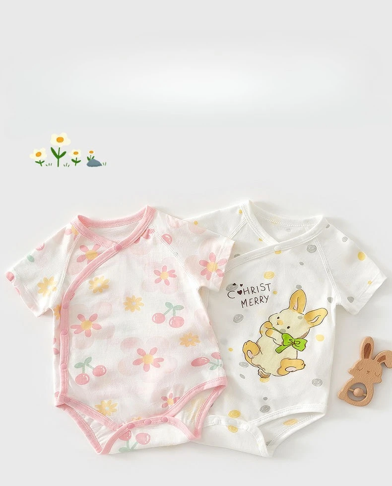 

Детский летний комбинезон-песочник из чистого хлопка с коротким рукавом для новорожденных, дышащий, для ползания