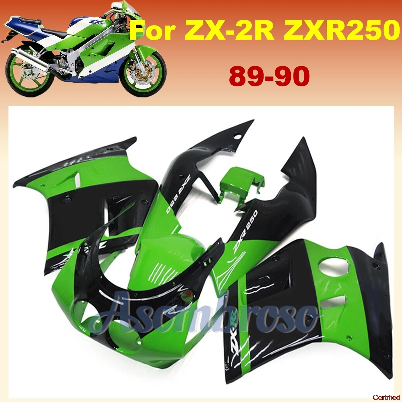 Full Fairing Kit fit for Ninja ZX2R ZXR250 1989 1990  ZX-2R 1991 1992 ZXR 250 zx r250 89 90 91 92 green/black Housing