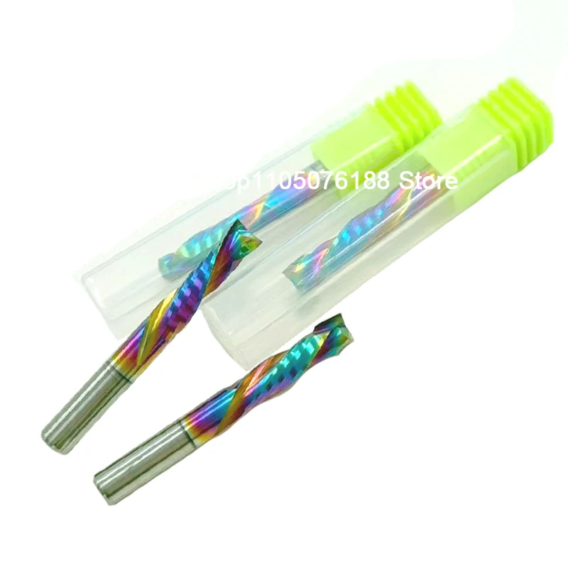 

10Pcs Colorful Coated Carbide End Mill Set - 3.175/4/6mm, 2 Flutes, UP & DOWN Cut, for CNC Router Compression Woodworking