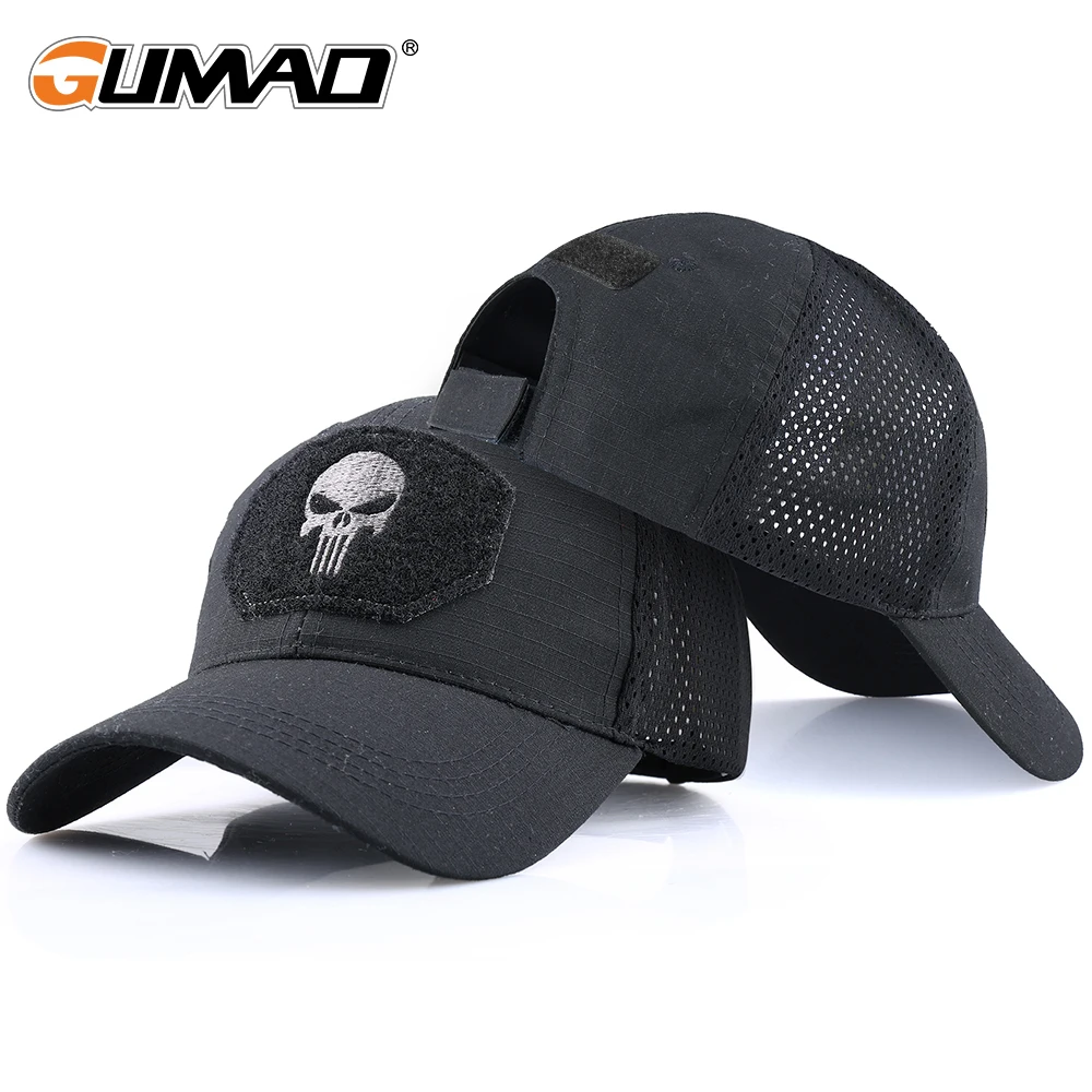 Camouflage Tactical Cap Baseball Caps Skull Sport Snapback Airsoft Hunting Hiking Mesh Sun-proof Adjustable Trucker Hat Summer