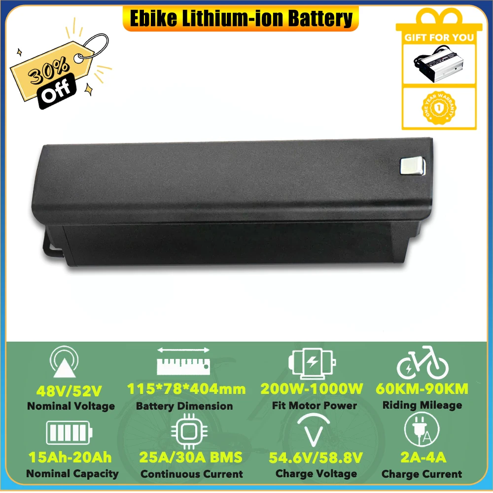 

Integrated Replacement 48V 17.5Ah 20Ah 23Ah Lithium-ion Battery for 500W 1000W CEAYA Electric Bike A20PRO AZ20 HQ20