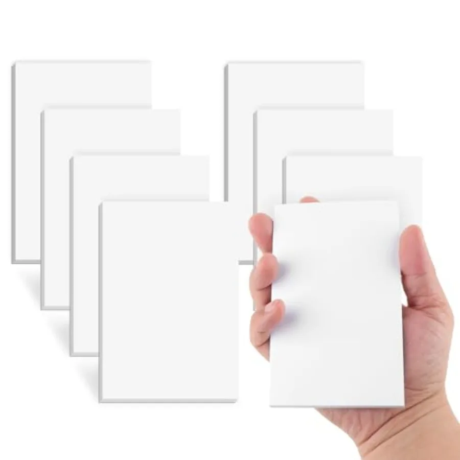 Note Pads 3x5 In, 8 Pack Blank Notepad, White Scratch Pads for Writing, 50 Sheets Per Memo Pad for Jotting Down Quick Notes, Pa