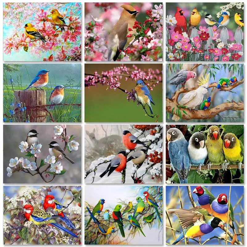 

RUOPOTY Diamond Painting Bird Needlework 5D Diamond Mosaic Animal Cross Stitch Kits Home Decoration Kill Time Hobby