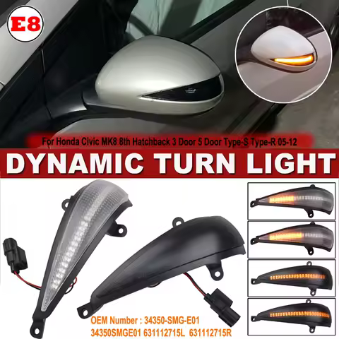 2PCS LED Dynamic Turn Signal Light for Honda Civic 8th MK8 Type-S Type-R FN 1 2 3 Mirror Indicator Blinker Lamp Car Accessories