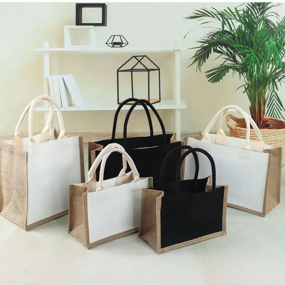 Fai da te disegnato a mano sacco vuoto riutilizzabile nero bianco Shopping Bag borse da viaggio Tote Handbag