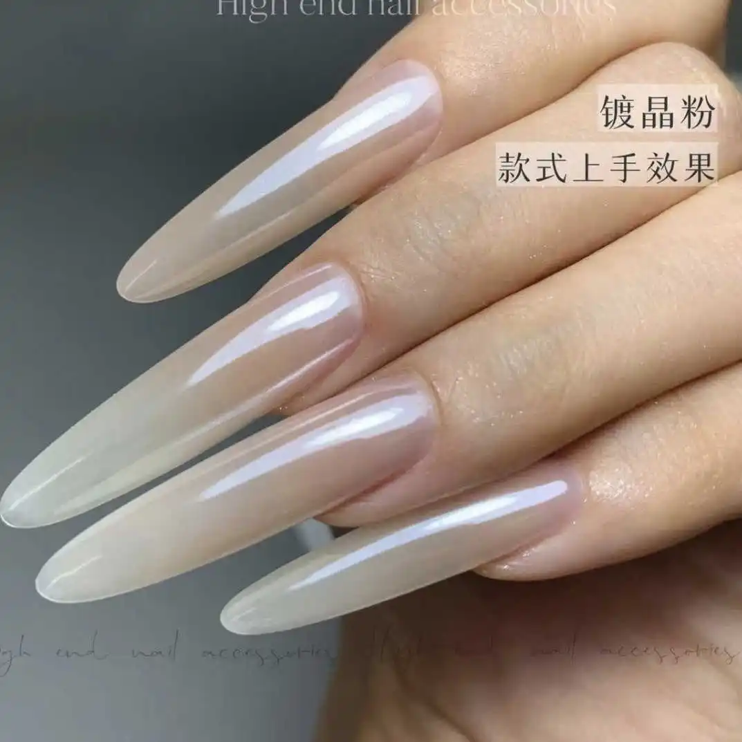1 Gläser, spiegelhell beschichtetes Aurora-Chrompulver für Nägel, Mondlicht, perlweißes Reibpulver, Maniküre, Chrom-Blitzstaub, 0,5 g – Detail 3