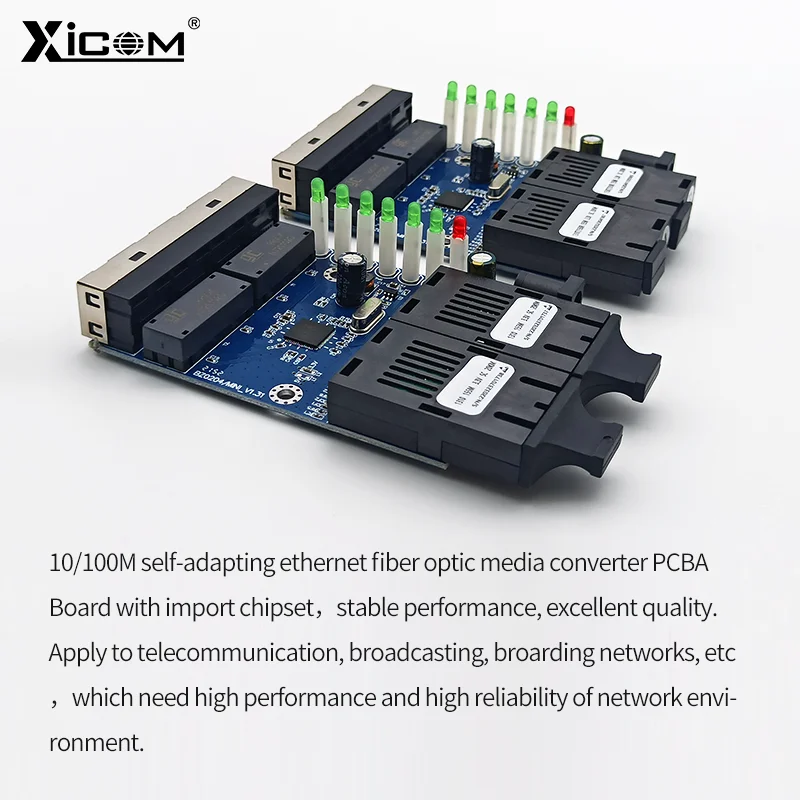 10/100M 20KM PCBA Board Ethernet Switch Fiber Optic Media Converter 2 Fiber Port 4 RJ45 Port Single Mode SC Optical Fiber Switch