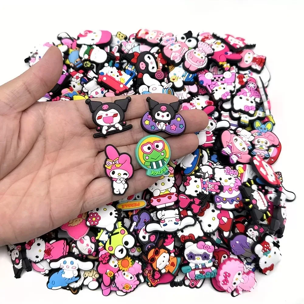 Random 20-100Pcs Sanrio Series Shoe Charms Cartoon Shoes Accessories Decoration Buckle for Clog Sandals Wristband Holiday Gifts