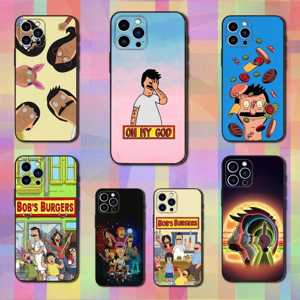 

Anime B-Bobs B-Burgers Funny Phone Case For iPhone 16,15,14,13,12,11 Plus,Pro Max,XS,X,XR,SE,Mini,8,7,Soft Silicone Black Cover