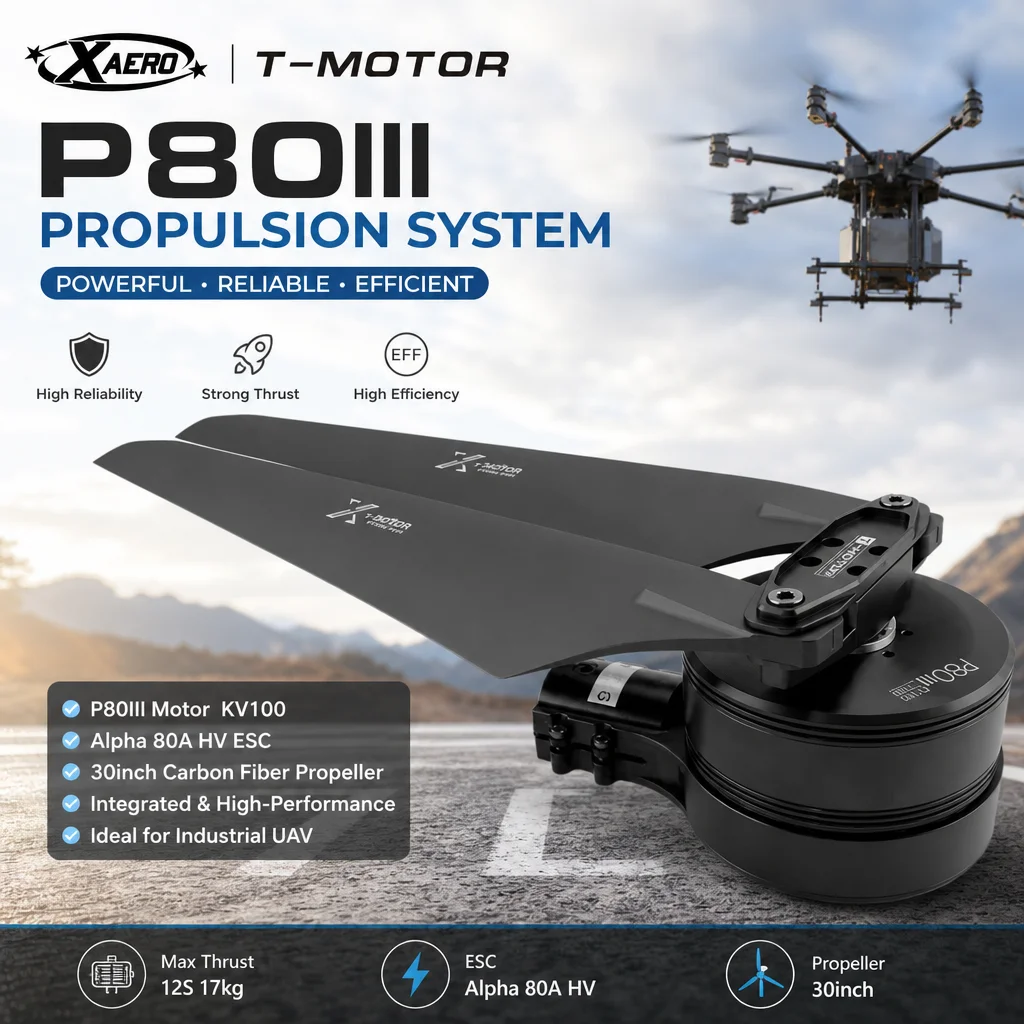 XAERO T-MOTOR P80-X Propulsion System P80III Motor Alpha 80A ESC KV100 120 MF3016 Prop
