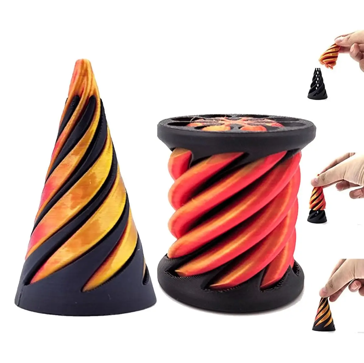 

Impossible Pyramid Passthrough Toy,Helix Nut Spiral Cone Fiddle Fidget Toy,Mini Vortex Thread Illusion for Home Office Desk Gift