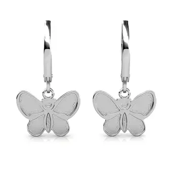 Visací náušnice Daisini s motýlem, zdobené krystaly Swarovski, bílé zlato, pokovené mosazí, elegantní svatební dárek pro ženy. 12 nejlepší prodej krajka Swarovski - №6