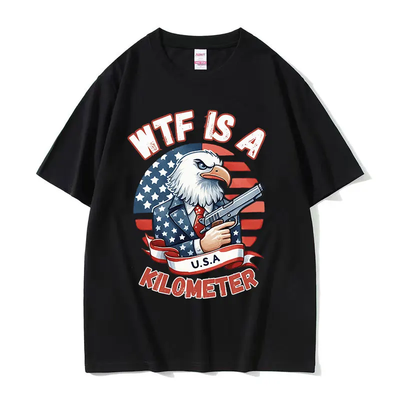 WTF كم ميمي تي شيرت للرجال والنساء ، أمريكا ، جولي الرابع ، النسر ، الرسم مضحك ، س الرقبة ، القطن المتضخم ، الموضة