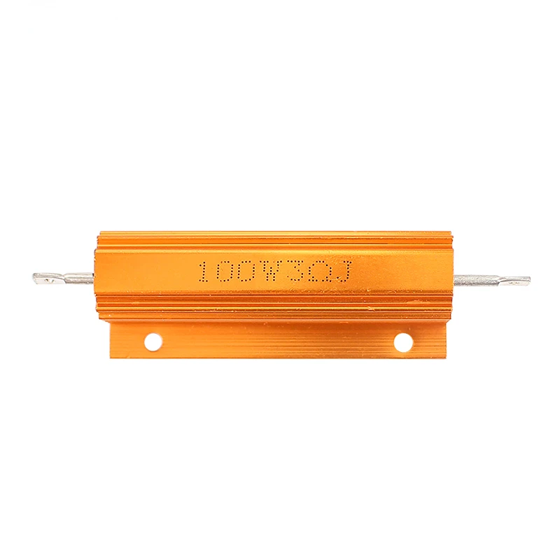 1PC RX24 100W Aluminum Power Metal Shell Case Wirewound Resistor 1 2 3 4 6 9 10 15 20 100 ohm Load Resistance Car LED Decoder