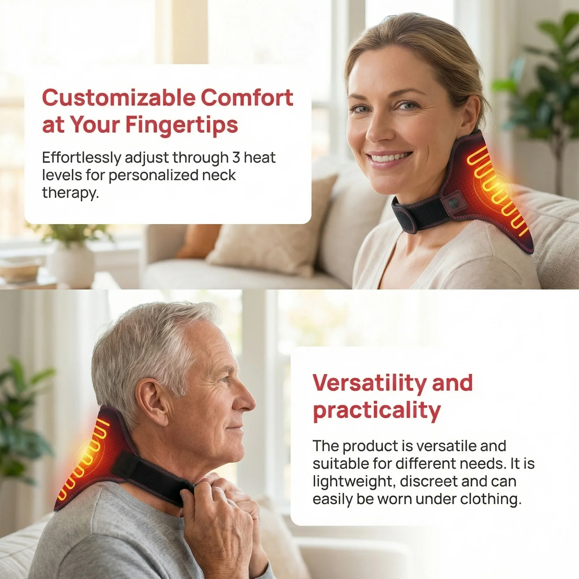 Electric Heated Neck Massager Brace 3 Temperature Levels Muscle Relaxation Neck Care Relief Pain Helpful for Sleep Home Working