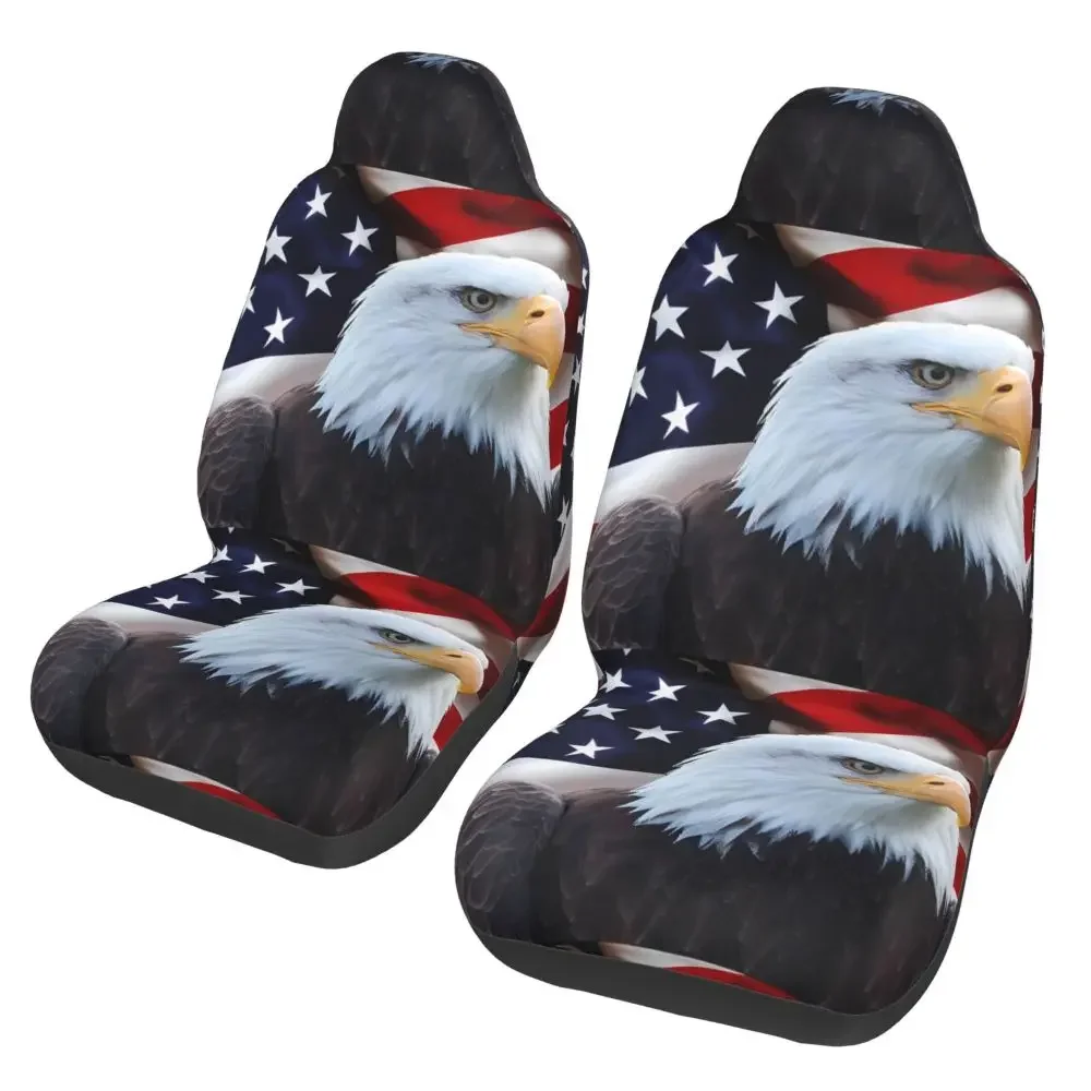 Eagle USA Flag 2PCS Car Front Seat Cover  Suitable for Most Car Models Beautiful Anti Fouling and Elastic Seat Covers