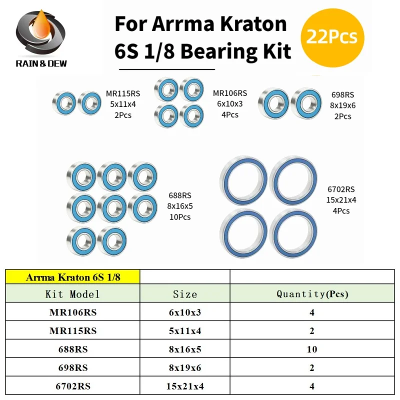 RC Car Bearings 1/8 High Speed Upgrade Parts Kit For Arrma Kraton 6S 4X4 Monster Truck Wheel Hub Transmission