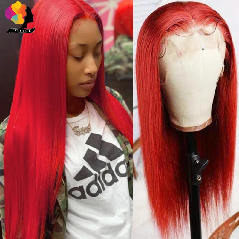 

Hot Red Lace Front Human Hair Wigs for Black Women Burgundy 99J 13x6 HD Transparent Lace Frontal Wigs Straight Human Hair Wig