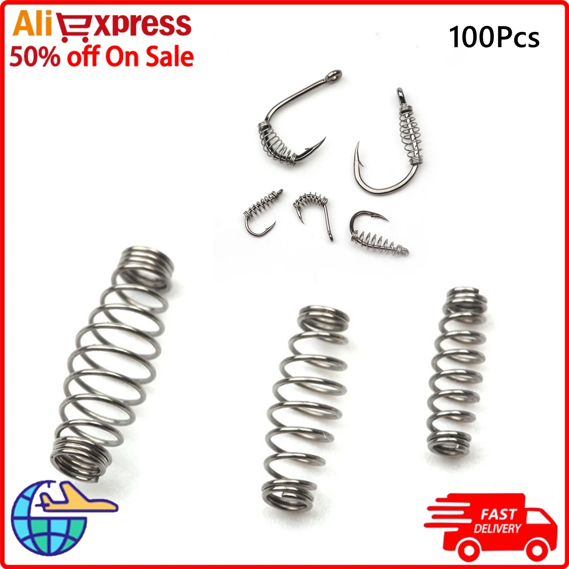 Simple and Effective Fish Hook Spring Bait Feeder Lure Trap Accessories 100 Pieces Pack for Great Fishing Experience