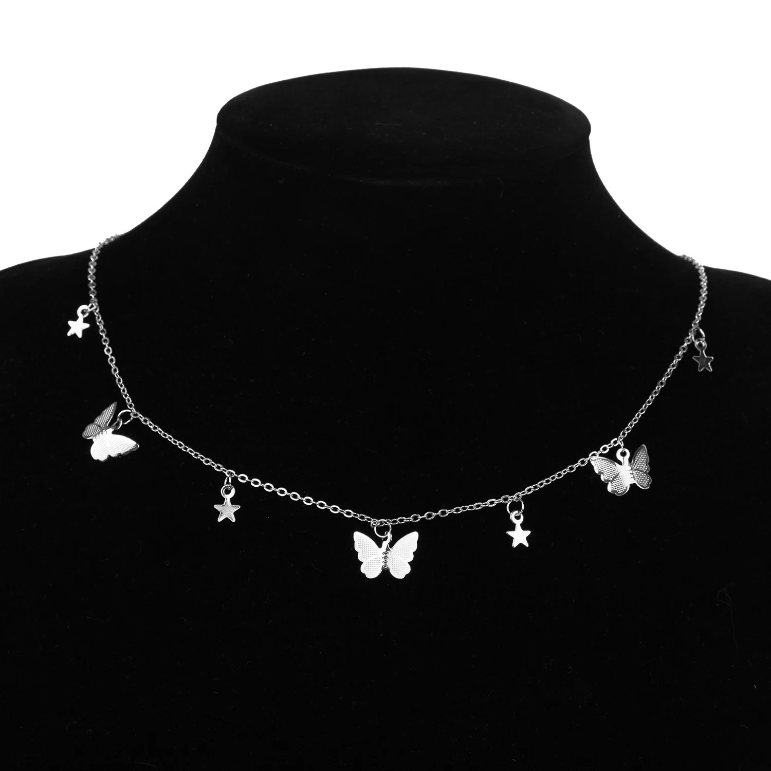 Alloy Butterfly Necklace Moon Star Heart Charm Choker Collar Necklaces For Women Girls Trendy Neck Chain Silver Gold Jewelry