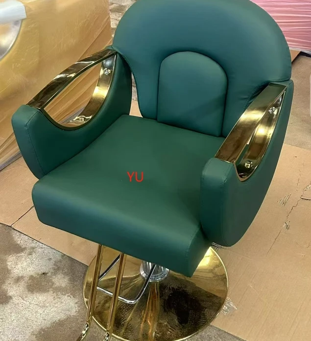 Beautiful Pink Leather Gold Base Hairdressing Styling Chair Professional Barber Chair For Sale