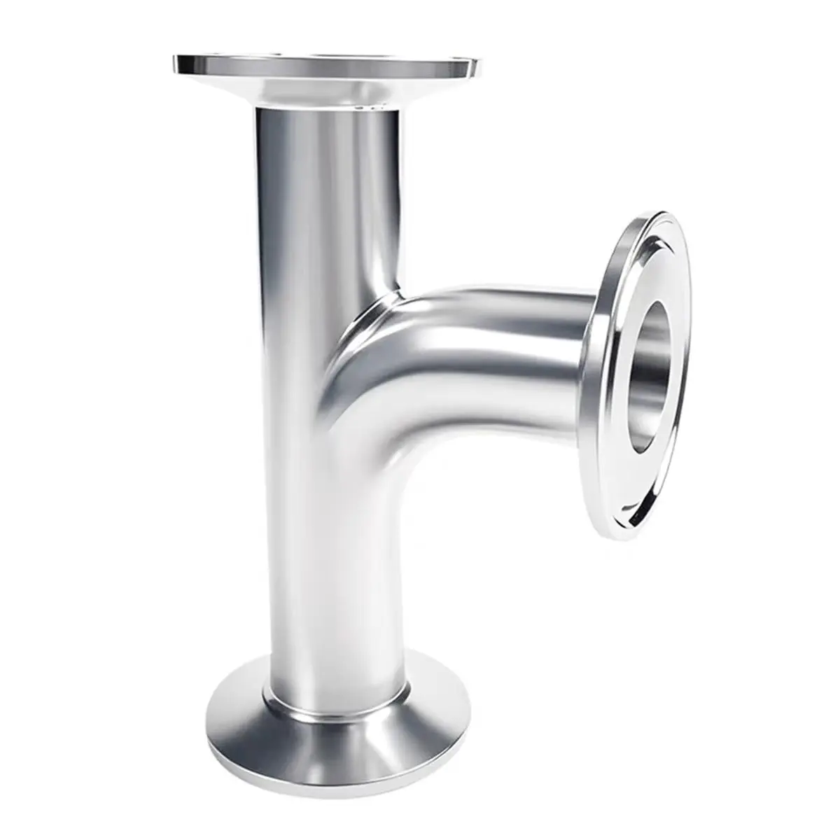 304 Stainless Steel R-Type 90 Degree Three-Way Sanitary Food Downstream Three-Way Polished Mirror Quick Loading Pipe Joint