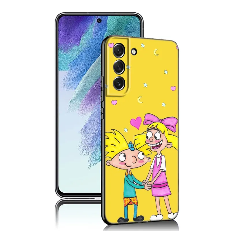 Hey Arnold Helga Cute Phone Case For Samsung Galaxy S21 S20 FE S22 Ultra S10 Lite S9 S8 Plus S7 Edge S10E Soft TPU Black Cover