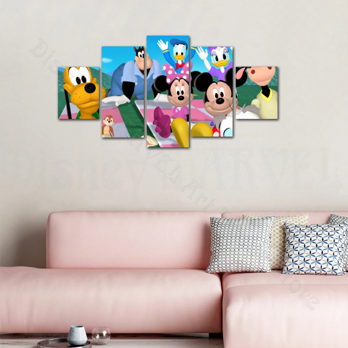 5Pcs Posters Disney Mickey Mouse & Donald Duck Canvas Paintings Hd Printing Pictures for Living Room Home Decor No Frame