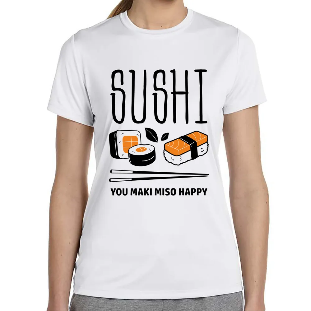 Sushi You Maki Miso Happy Japan MAGURO Food Foodie Nigiri Ladies Girlie Anime Graphic T-shirts Y2K Tops New Arrival