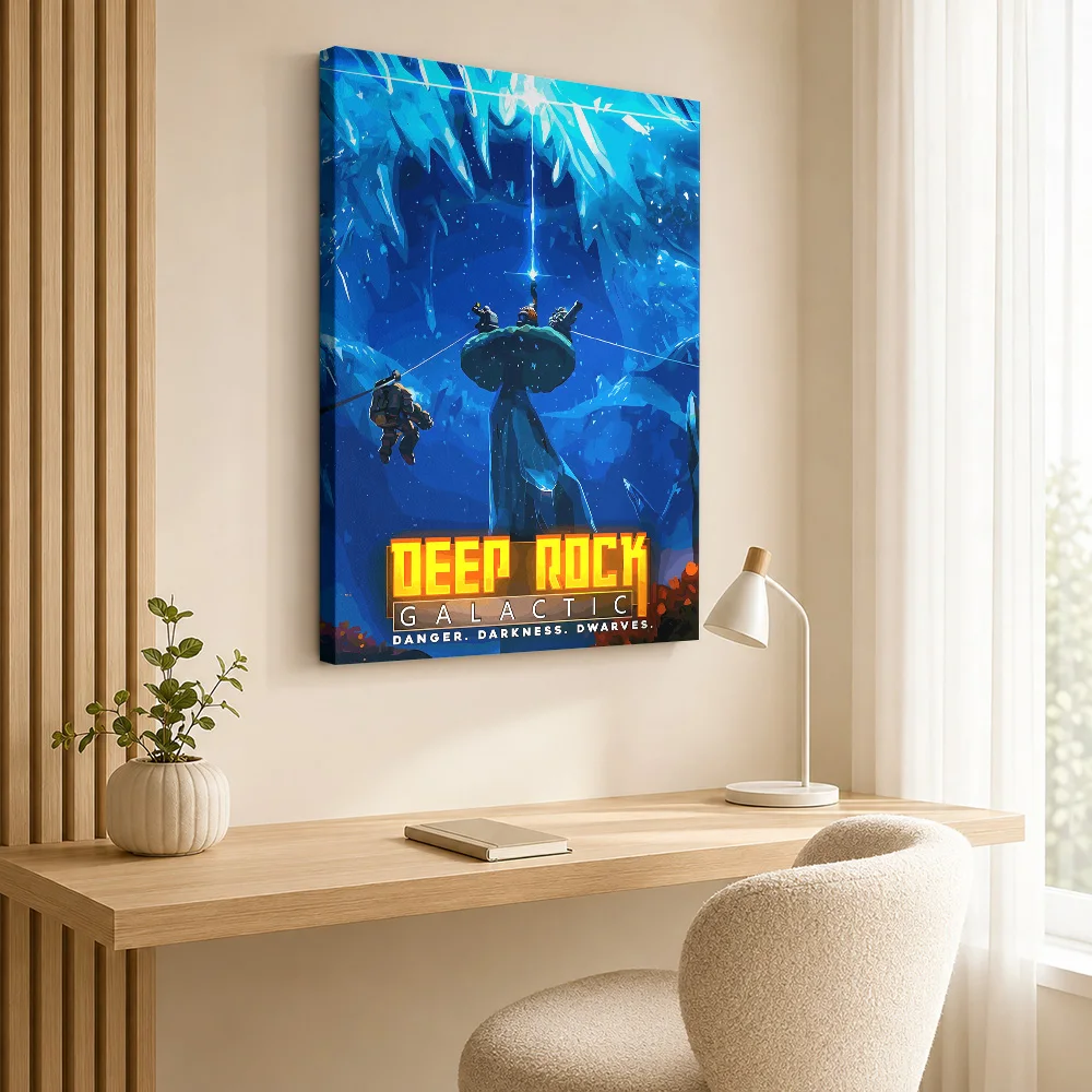 Deep Rock Galactic Danger Darkness Dwarves Canvas Posters Digital Style Wall Art With Customized Photo For Study Ideal Teen Gift
