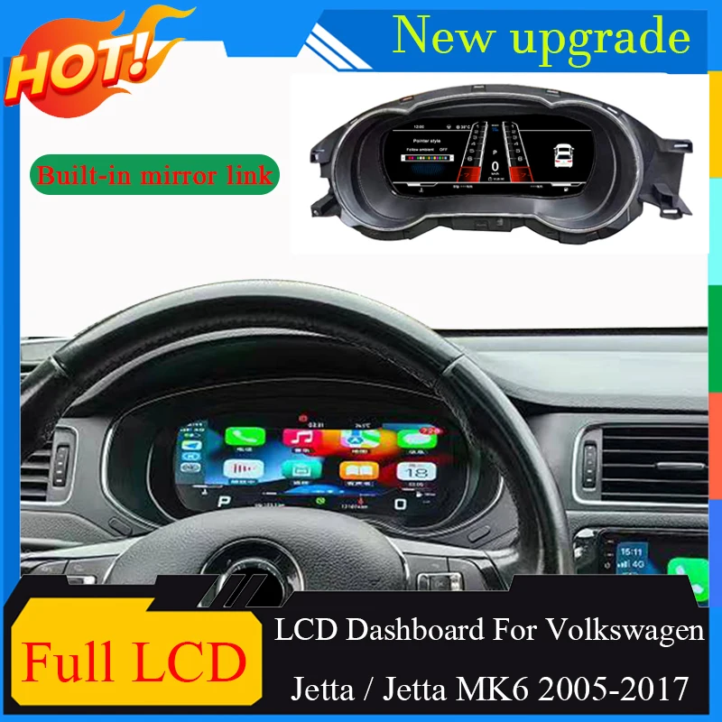 For VW Jetta MK6 Jetta Full LCD Screen Virtual Instrument Panel Digital Cluster CockPit Dashboard Speedometer 2005-2017