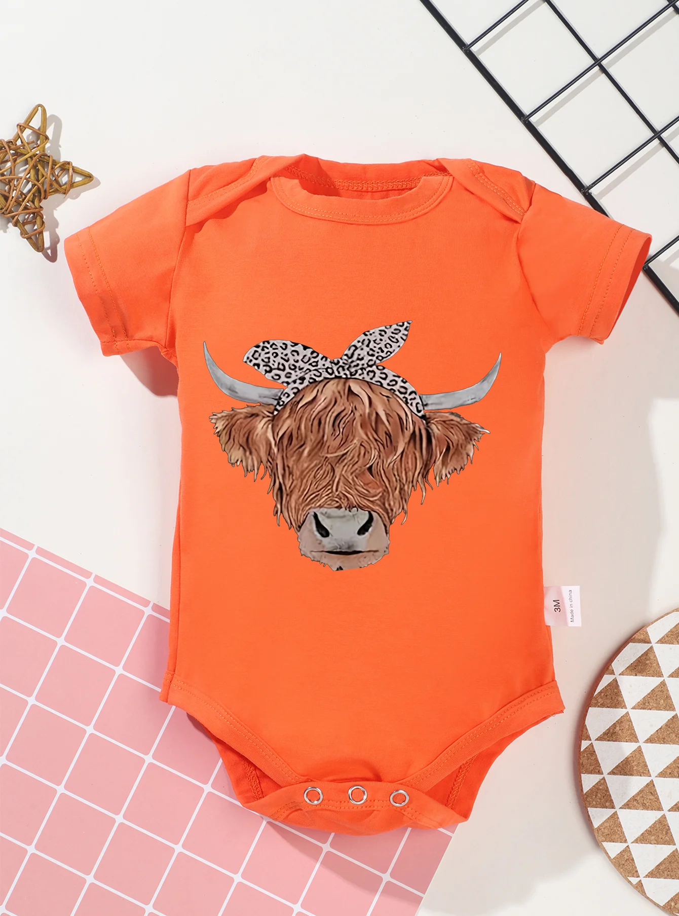 Bodysuit Baby Girl Boy Newborn Short Sleeve Cow Printing Clothes Rompers Jumpsuit Infant Toddler Cute Carton Pattern Harajuku