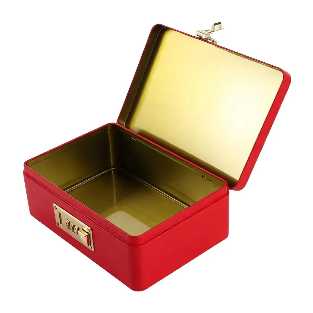 Combination Lock Password Lock Storage Box Metal Construction Rectangular Shape Storage Iron Box Secure Storage Initial Password