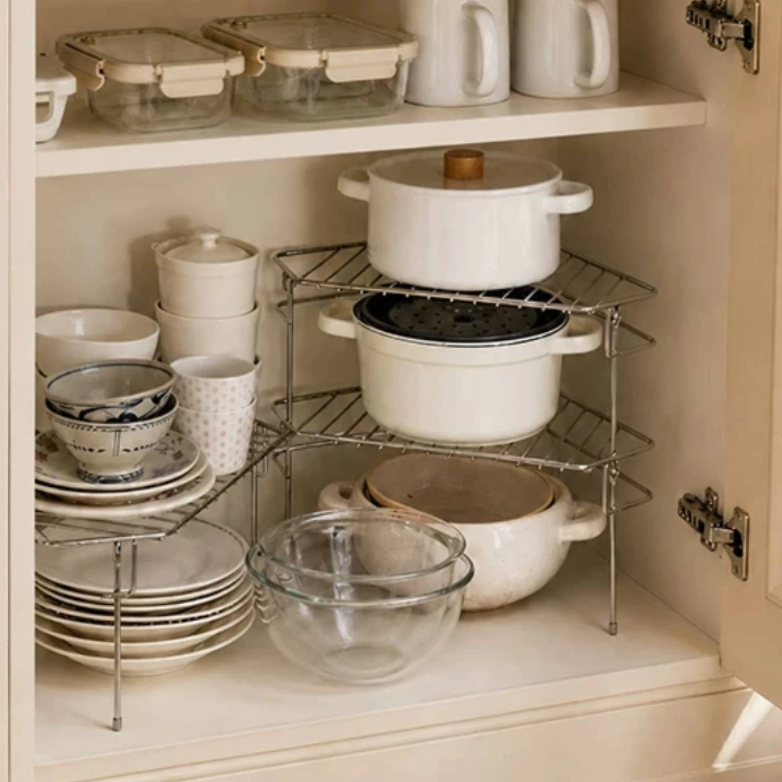 Stainless Steel Corner Kitchen Rack Compact Triangular Corner Countertop Kitchen Storage Rack Long-Lasting Corrosion-Resistant