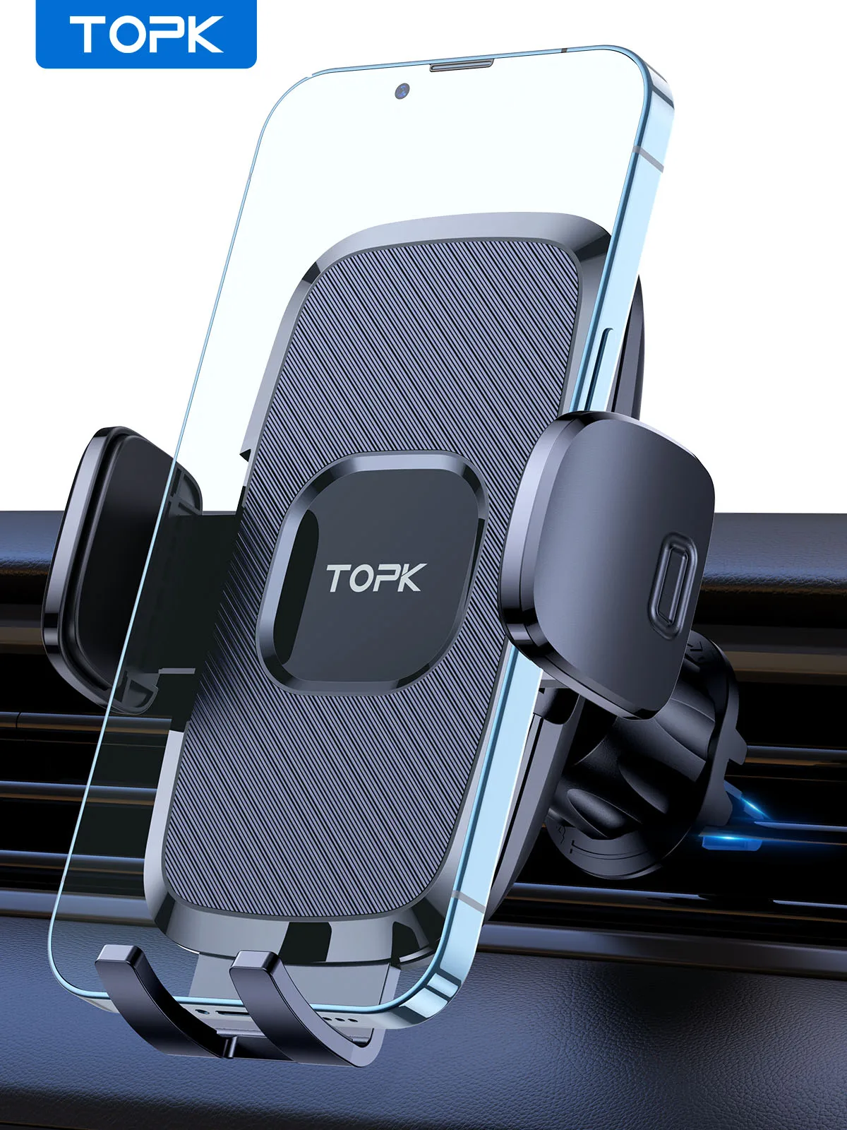 TOPK Car Phone Holder 2023 Upgrade with Hook Clip Air Vent Car Mount 360° Rotation Universal Mobile Phone Mount for Cellphones