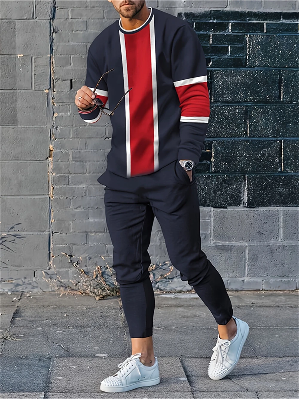 Men's Sportswear Suit 3D Men's Oversized Long-sleeved T-shirt Trousers Jogging Suit Fashion Casual Street Top Two-piece Clothing