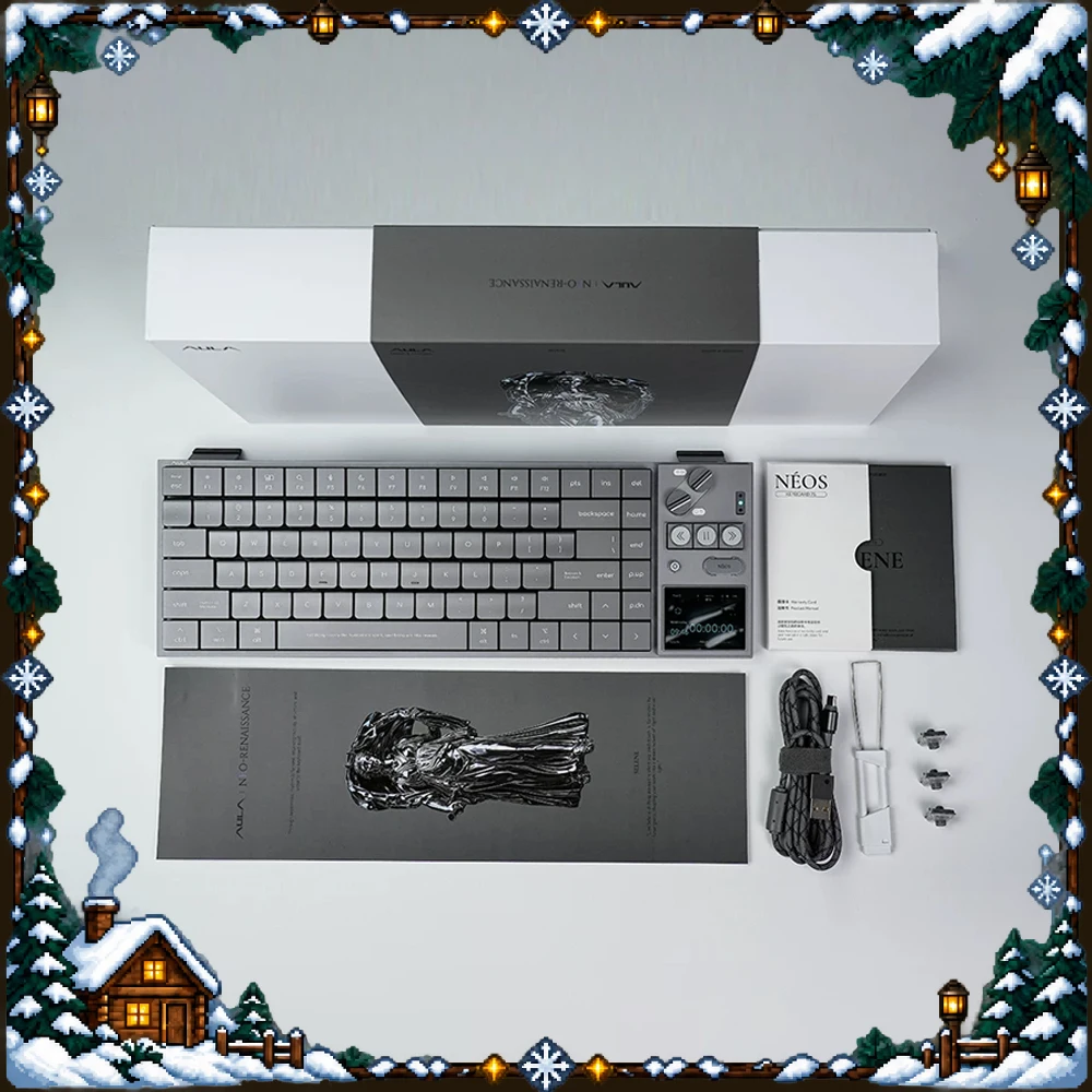 AULA NEOS75 Low Profile Mechanical Keyboard Tri-Mode Wireless Aluminum Alloy Keyboard with Display Screen Knob for Mac/Windows