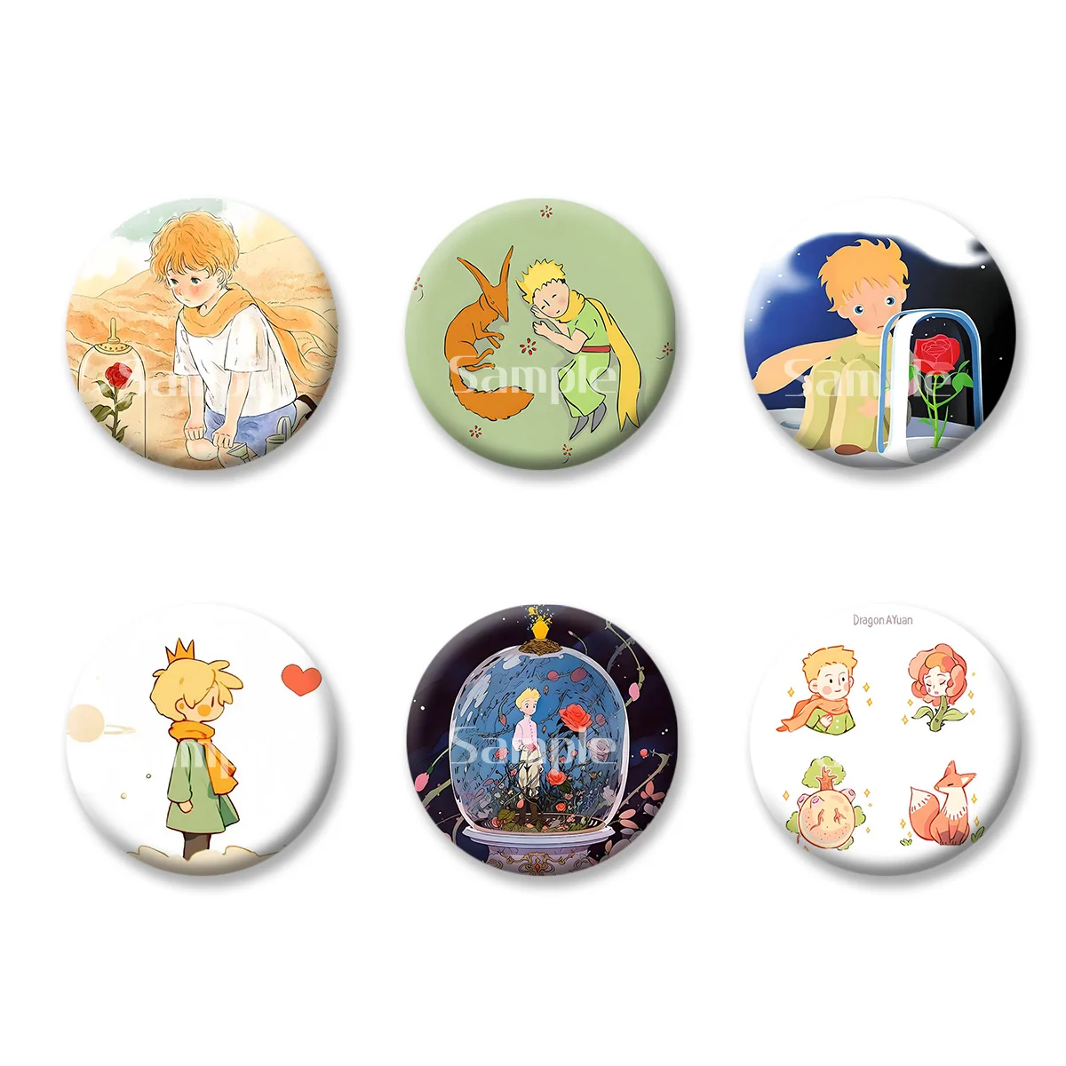 

The Little Prince Rose Fox Anime Cartoon Flash Badge Keychains Makeup Mirror Fridge Magnet ACG Goods Game Peripherals Toy Gift