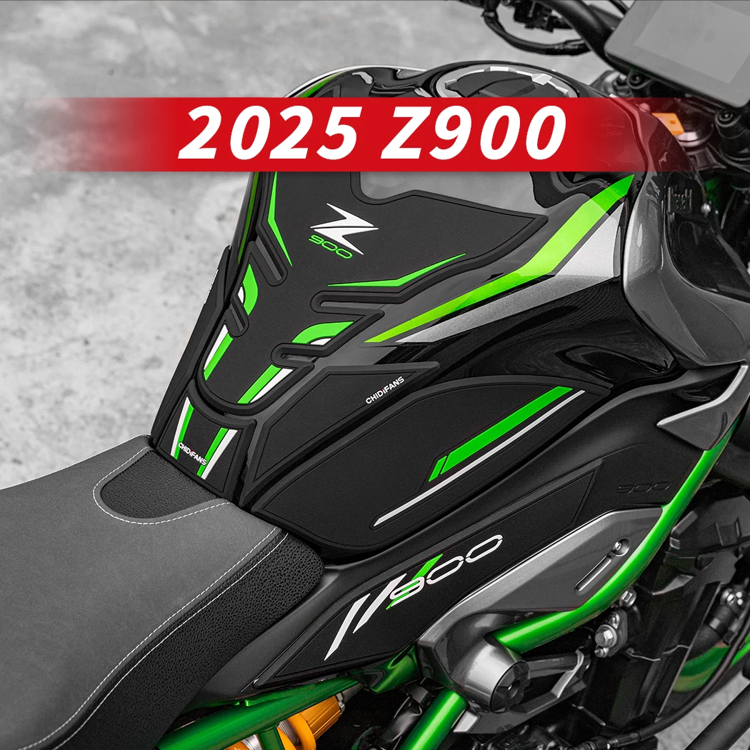 

For KAWASAKI Z900 2025 Years Motorcycle Rubber Fuel Tank Stickers Kits Of Bike Gas Pad Decoration And Protective Decals