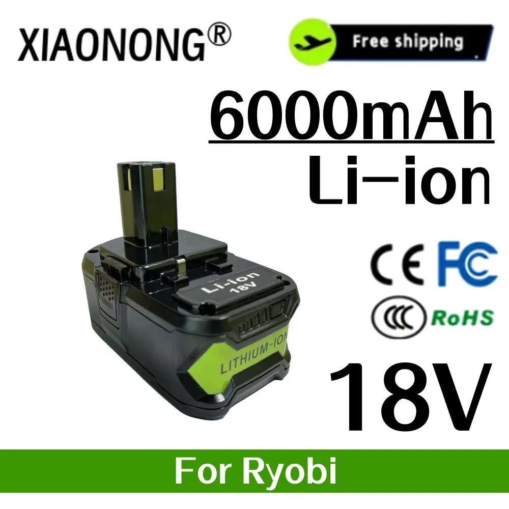 18V 6.0Ah Li-Ion Battery For Ryobi High Quality Cordless Power Tool BPL1820 P108 P109 P106 P105 P104 P103 RB18L50 RB18L40