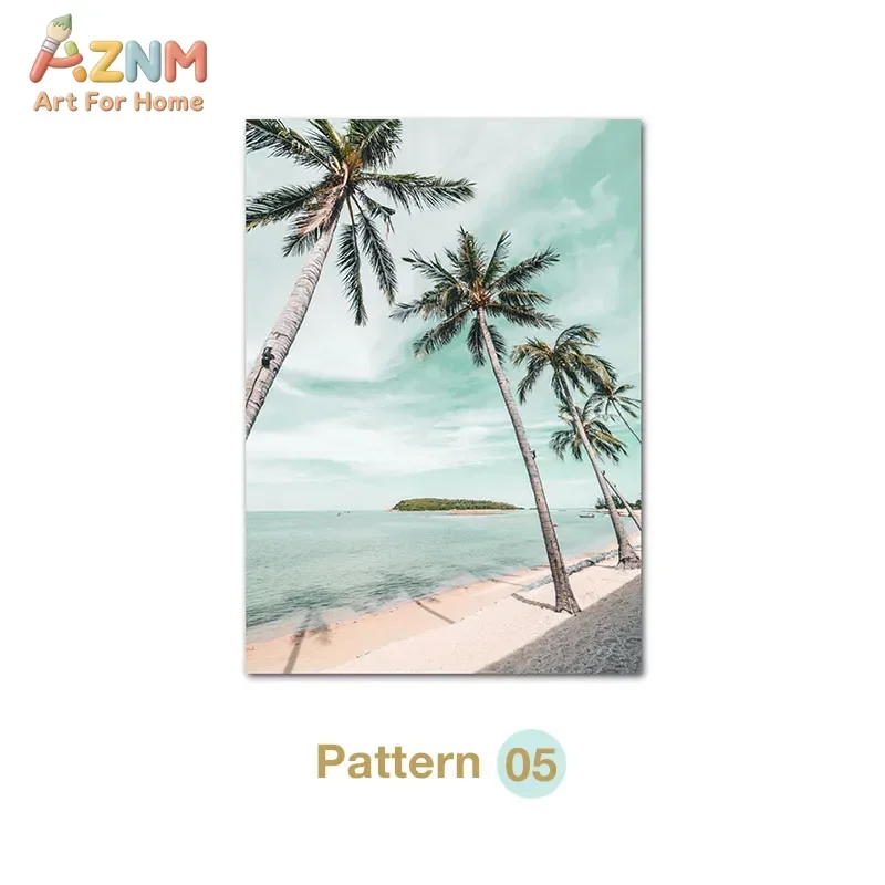 2026 Turquoise Maldives Summer Sea Beach Coconut Tree Wall Posters and Prints Canvas Painting Landscape Picture for Living Room