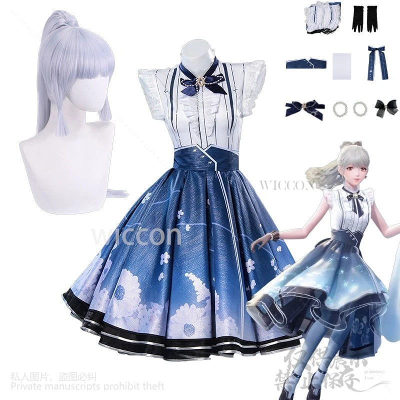 อะนิเมะเกม Infinity Nikki คอสเพลย์ชุดสีฟ้าเจ้าหญิง Lolita ชุดวิกผมสําหรับสาวผู้หญิงฮาโลวีน Christmas Party ที่กําหนดเอง