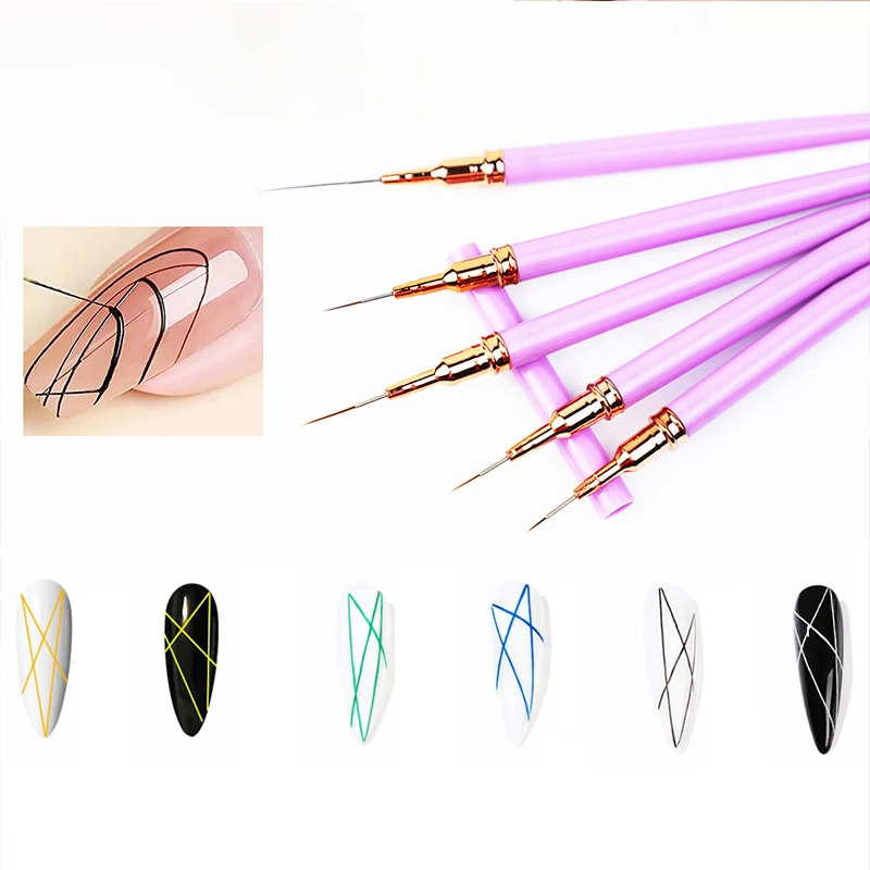 5pcs Nagel bürste Nail Art Liner Pinsel Set 3d Tipps Linie Streifen DIY Zeichenstift UV Gel Pinsel Mal stift Maniküre Werkzeuge