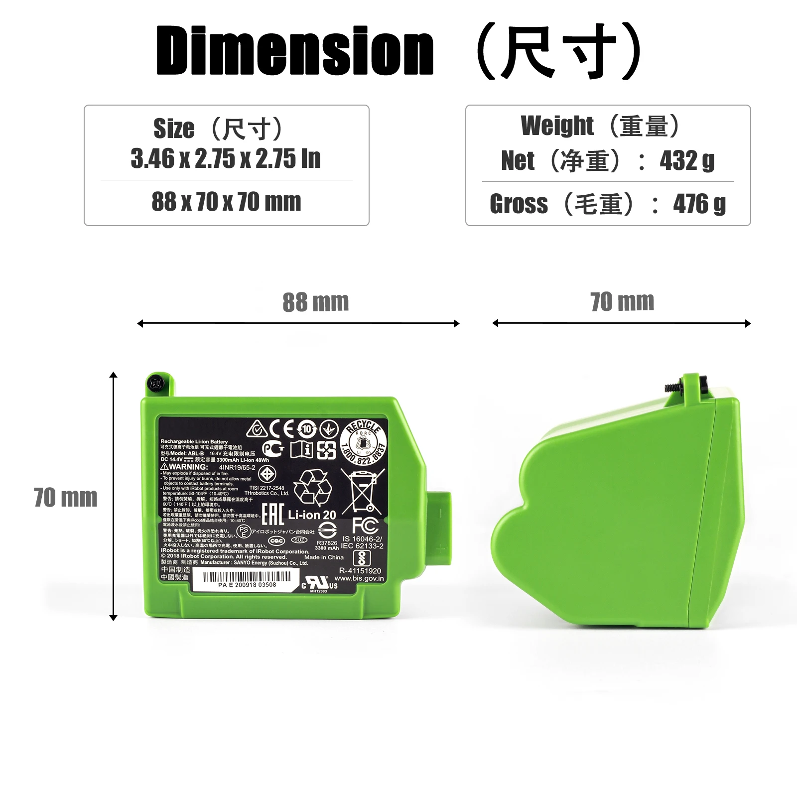 로봇 진공 청소기 배터리, IROBOT S9 9150 + S9 + 9550 s9 Plus s955020 S955880 RVA-Y1 ABL-B