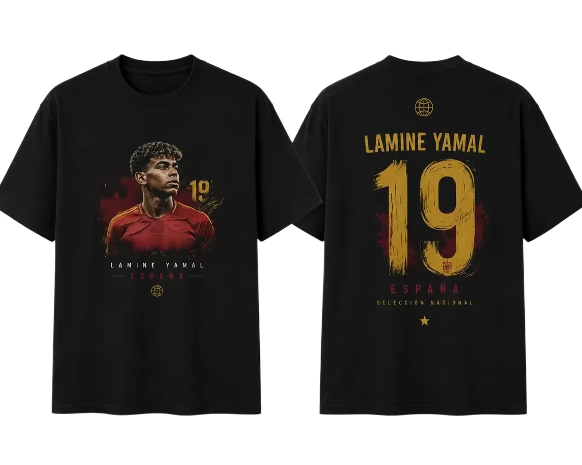 2026 Summer Lamine Yamal Spain Football Player Graphic T-shirt Pure Cotton Fan Gifts Men's and Women's Casual Loose Shirt