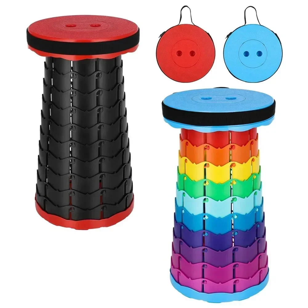 2025Portable Folding Telescopic Stool Lightweight Plastic Subway Queuing Chair Outdoor Camping Chair Fishing Seat with Carry Bag image 2