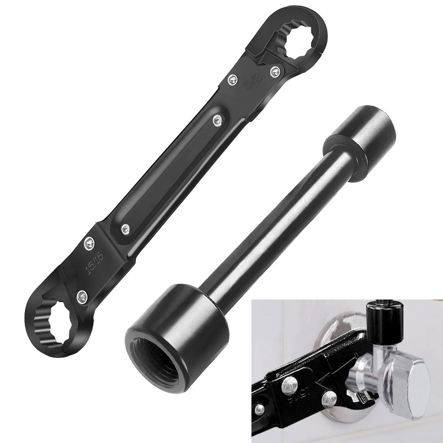 

Adjustable Wrench Angle Stop Valve Multiple Uses Secure Grip Slim Profile Design Versatile Tools High-Carbon Steel