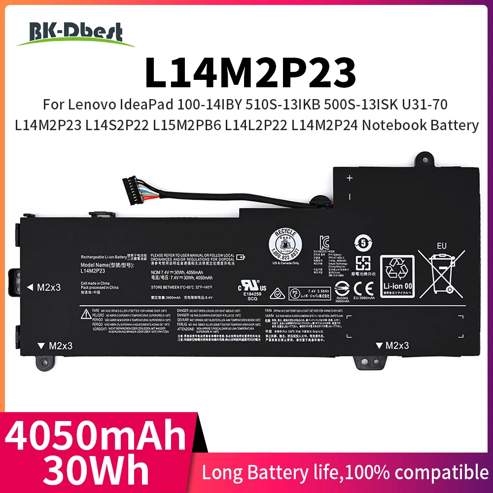 

BK-Dbest factory Прямая поставка L14M2P23 Аккумулятор для ноутбука Lenovo IdeaPad 100-14IBY 510S-13IKB 500S-13ISK Φ L14M2P23