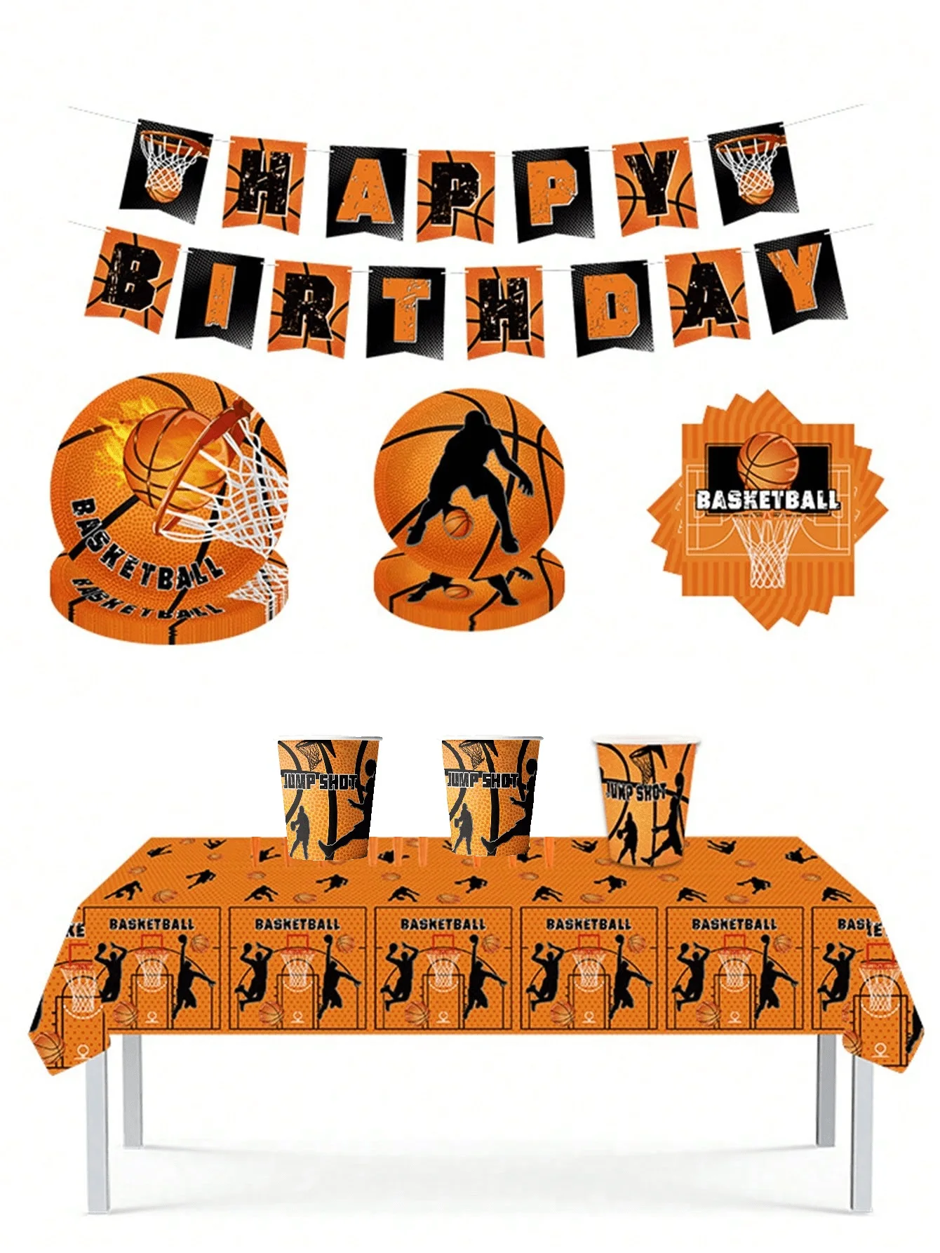 10-teiliges Sport-Themen-Geschirr-Set für 10 Gäste, Basketball, Einweg-Pappteller, Kuchenbox, Geburtstagsparty-Dekoration, Geschenk, Givin